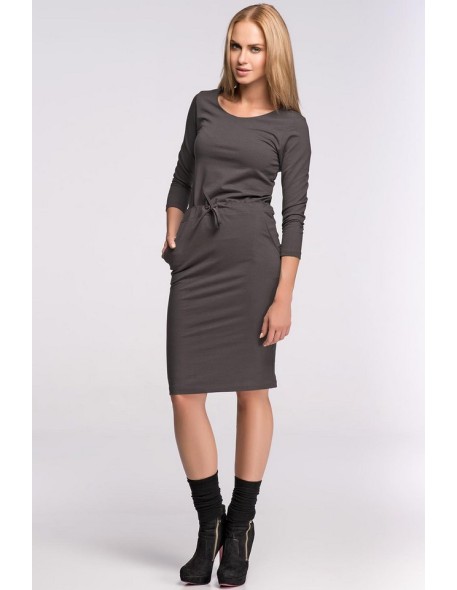 Sukienka damska z rękawem 3/4, Makadamia m277