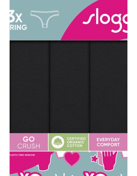 Figi go crush string 3pack czarne Sloggi