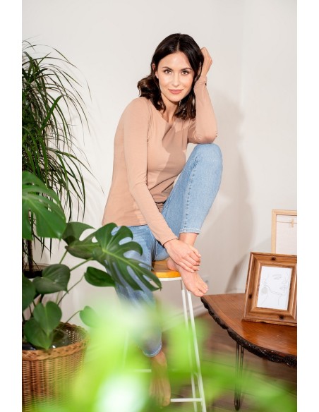 Bluzka damska długi rękaw Babell Manati, z dekoltem łódką