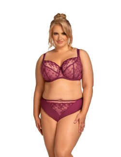 Nessa Nel koronkowy biustonosz burugundowy - miękki