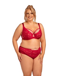 Miękki biustonosz Nessa Tiffany czerwony - koronkowy