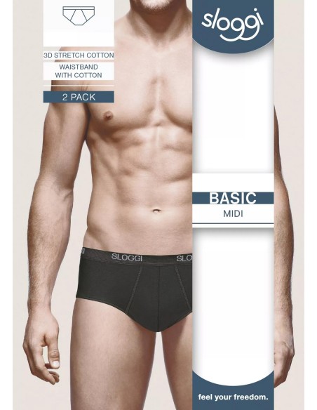 men basic midi 2p black Sloggi