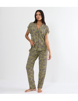 Triumph Piżama damska Boyfriend fit PW X green rozpinana 2