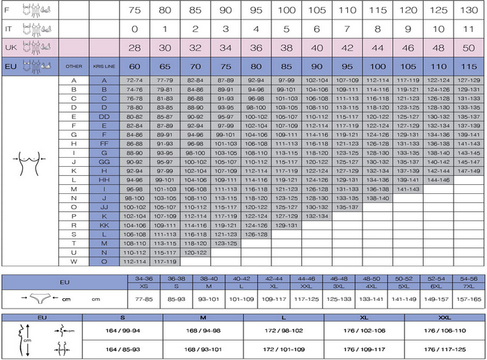 Krisline size chart