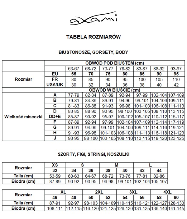 Axami size chart