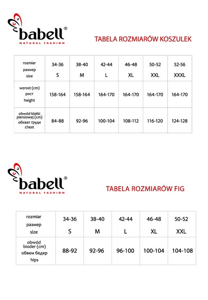 tabela rozmiarów Babell