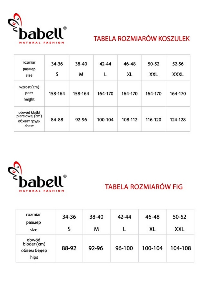 Babell size chart