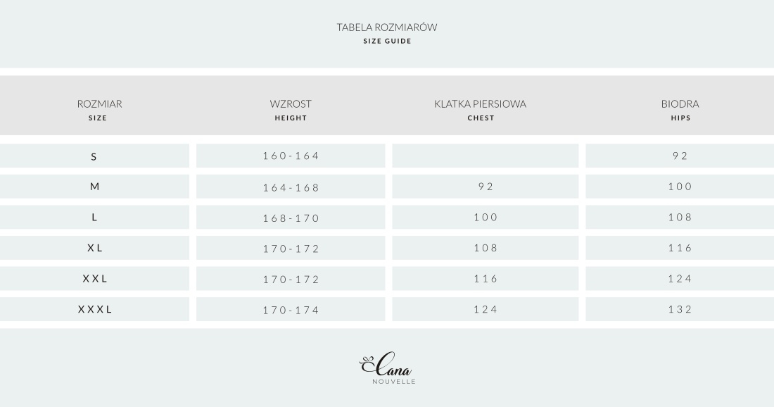 Cana size chart