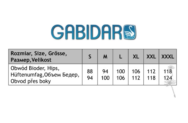 Gabidar size chart