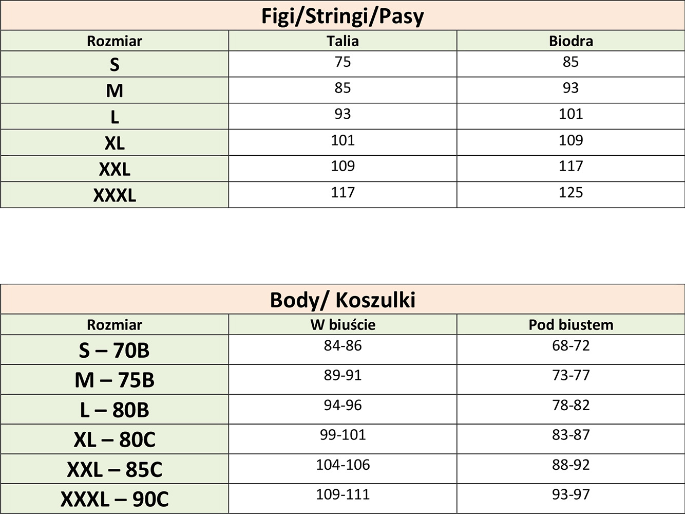 Konrad size chart