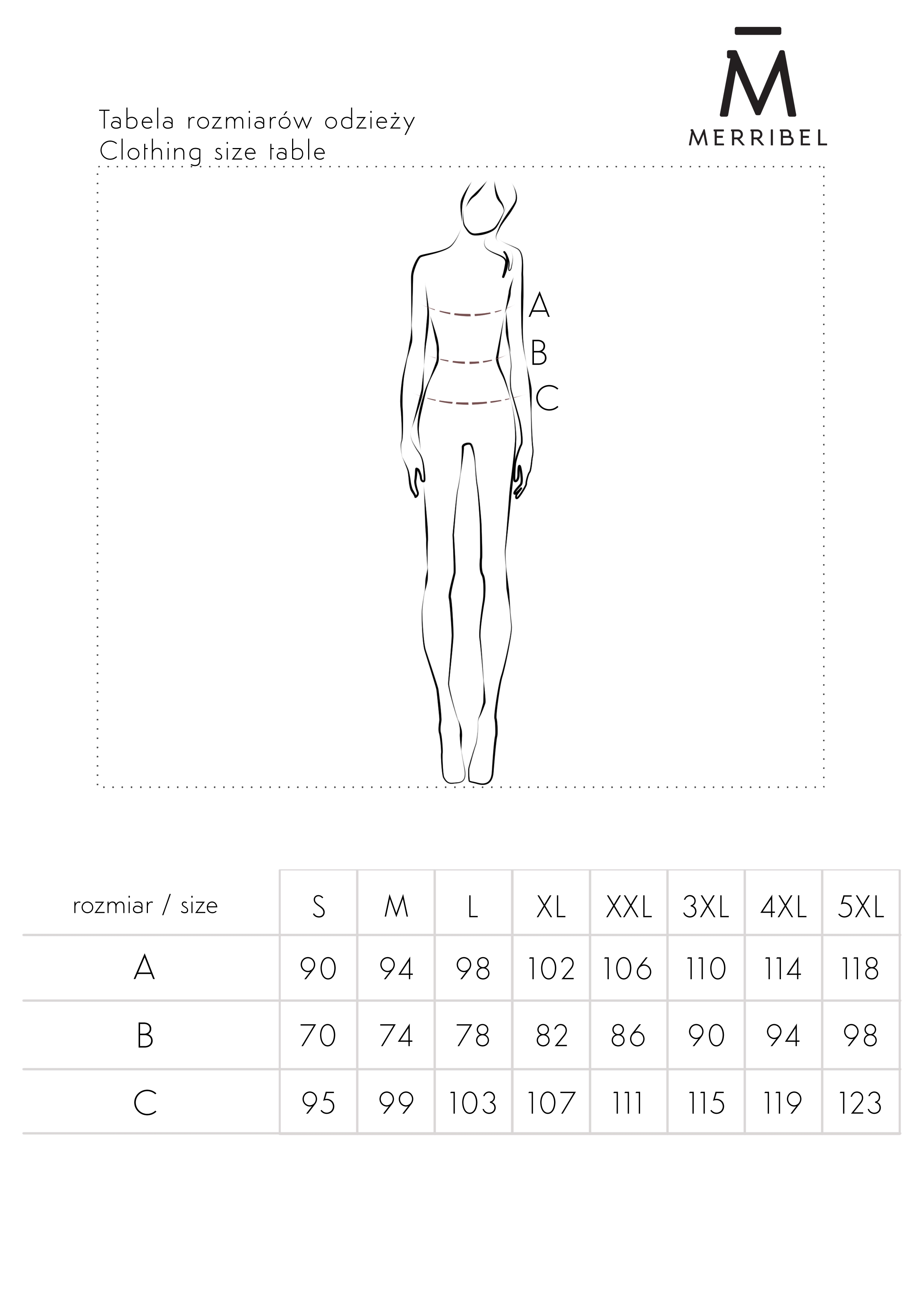 Merribel size chart