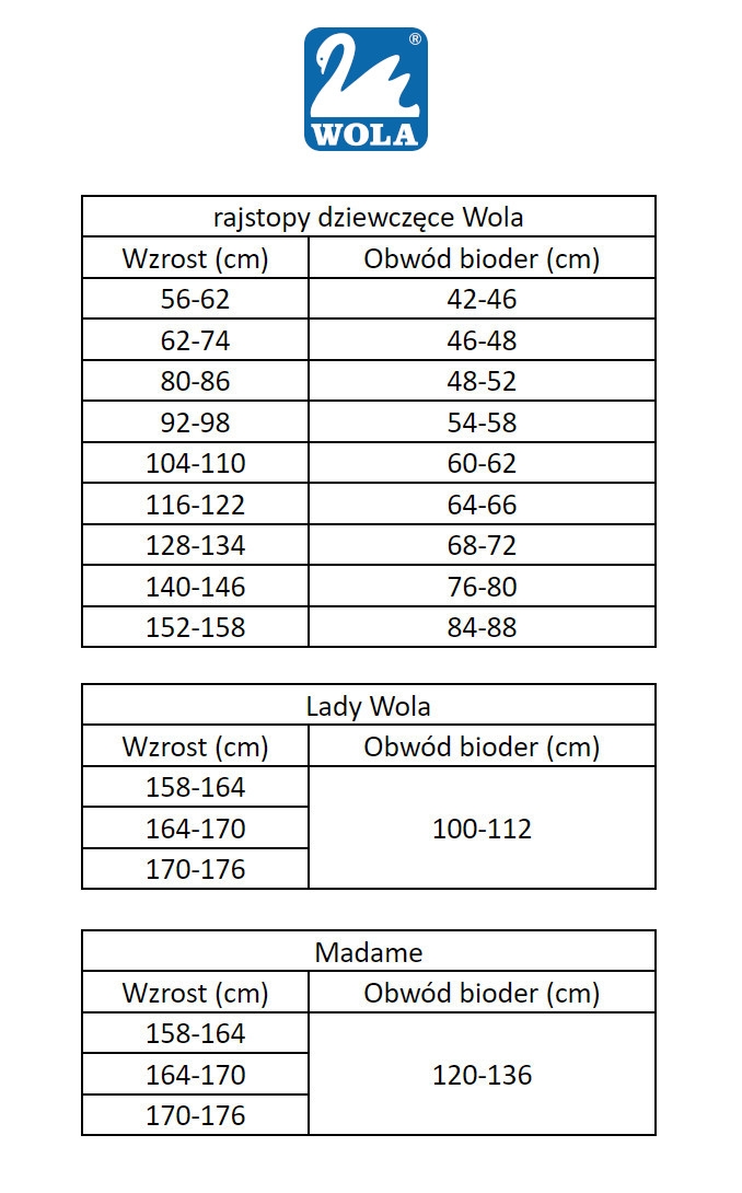 tabela rozmiarów Wola